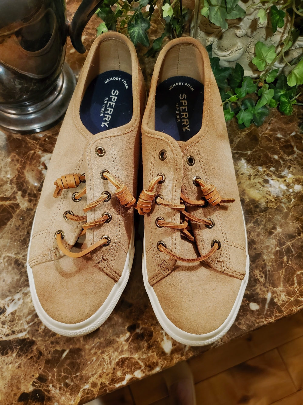 Sperry Tan Suede Slip-On Sneakers with White Platform, 9M - Picture 6 of 6